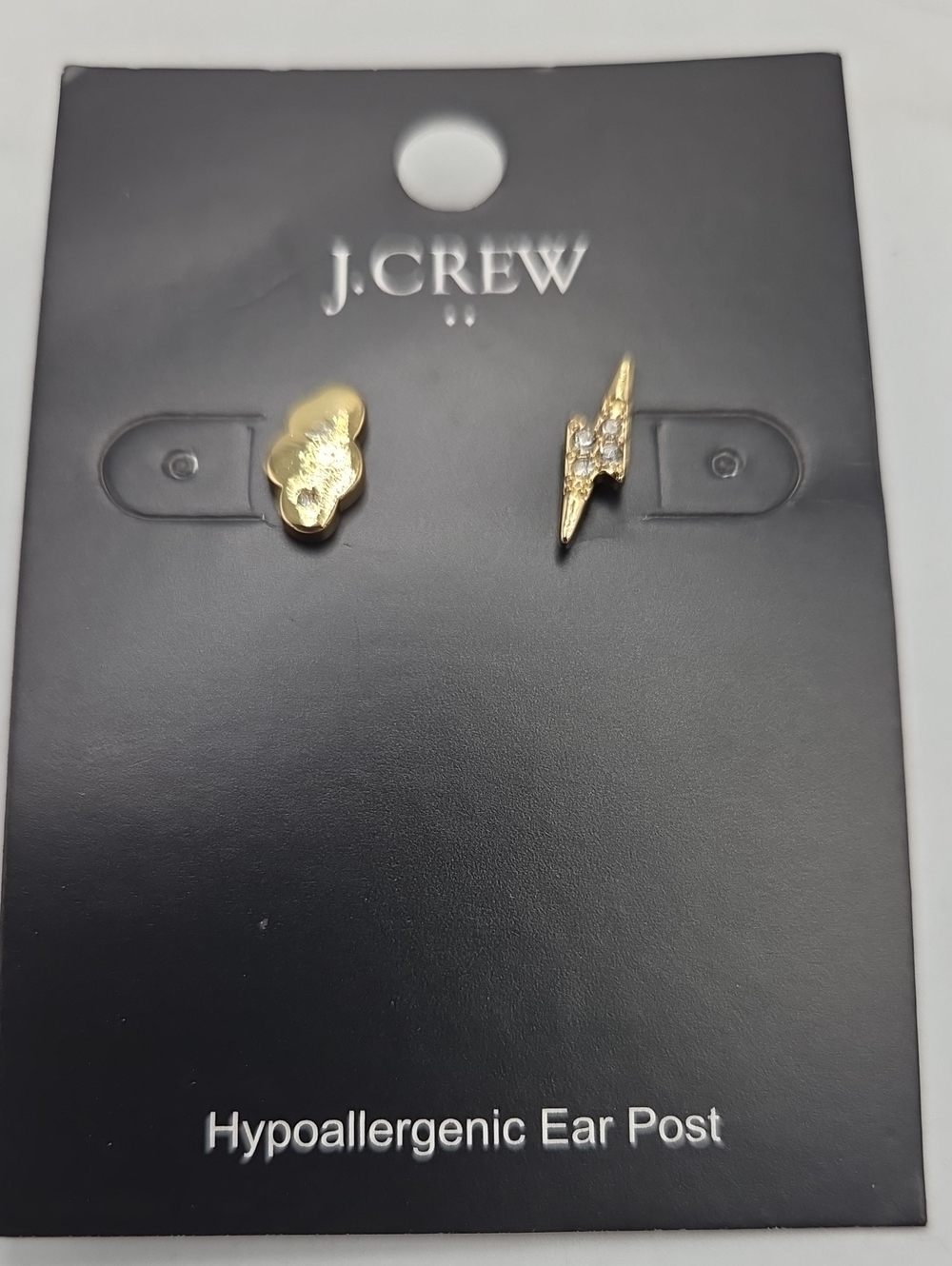 J. Crew Gold Cloud and Lightning Bolt Stud Earrings